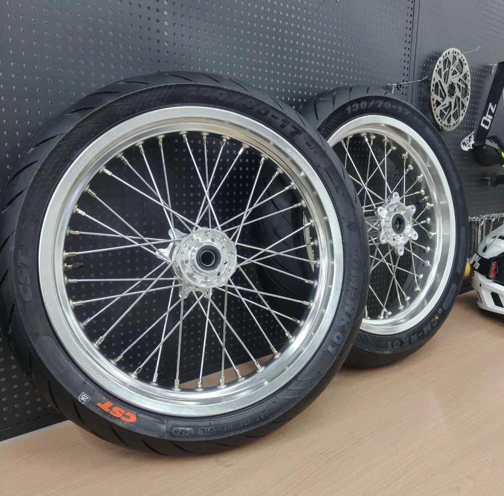 Surron Ultra Bee 100/80-17 130/70/17 Chrome Supermoto Wheelset