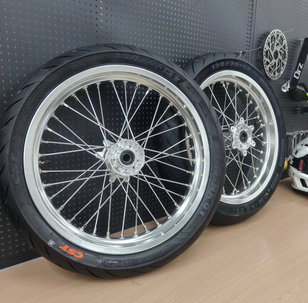 Surron Ultra Bee 100/80-17 130/70/17 Chrome Supermoto Wheelset