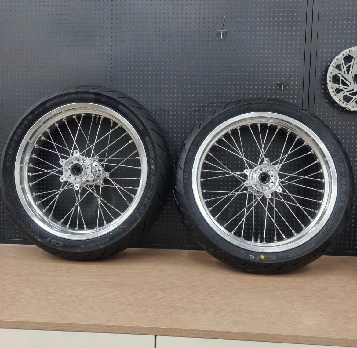 Surron Ultra Bee 100/80-17 130/70/17 Chrome Supermoto Wheelset